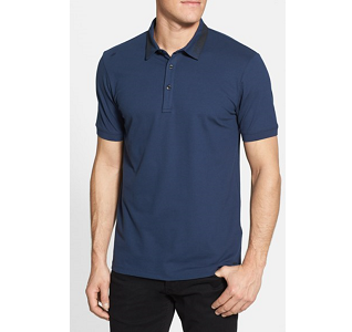 'Deltic' Slim Fit Painted Collar Polo - Navy